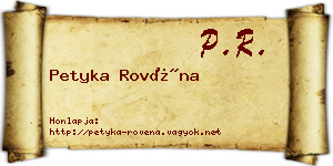 Petyka Rovéna névjegykártya